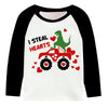Valentine'S Day Shirt For Toddler Boy Girl Long Sleeve Dinosaur Truck I Steal Hearts Tops Kids Boys Heart Clothes 7 Years