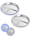 Stainless Steel Baby Plates With Suction,9 Divided Plate Silicone Sleeve For Kids ,Metal Toddler Plates BPA Free Stainless St