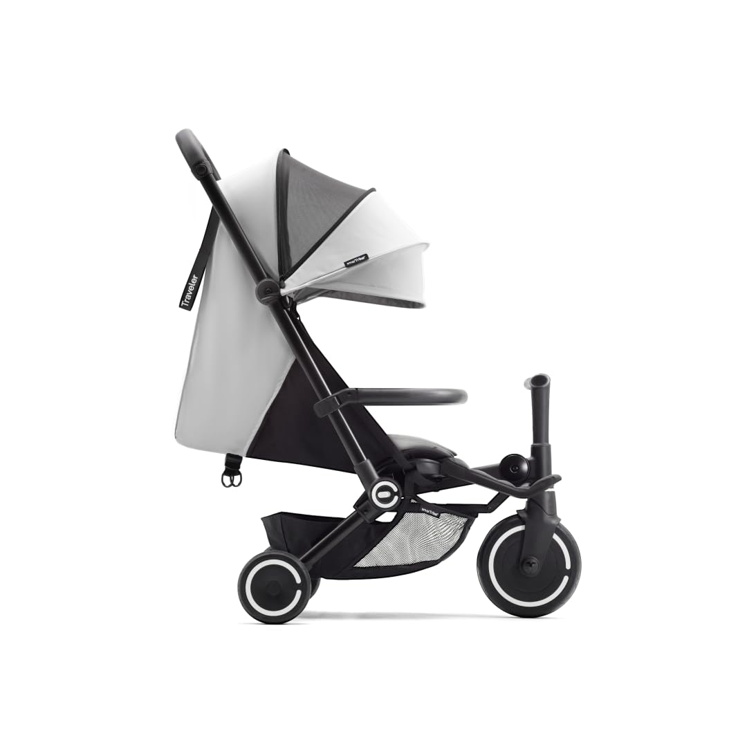 Smartrike Traveler Travel Stroller for Toddlers - Lightweight, Foldable & Compact Stroller with Near-Flat Recline, Everest Grey