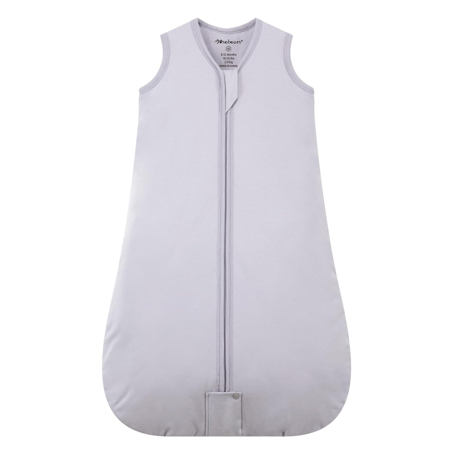 Mosebears Sleep Sack Baby Winter Wearable Blanket with 2-Way Zipper,2.5 TOG Cotton Sleep Sack Unisex (Light Grey, 12-18 Months)
