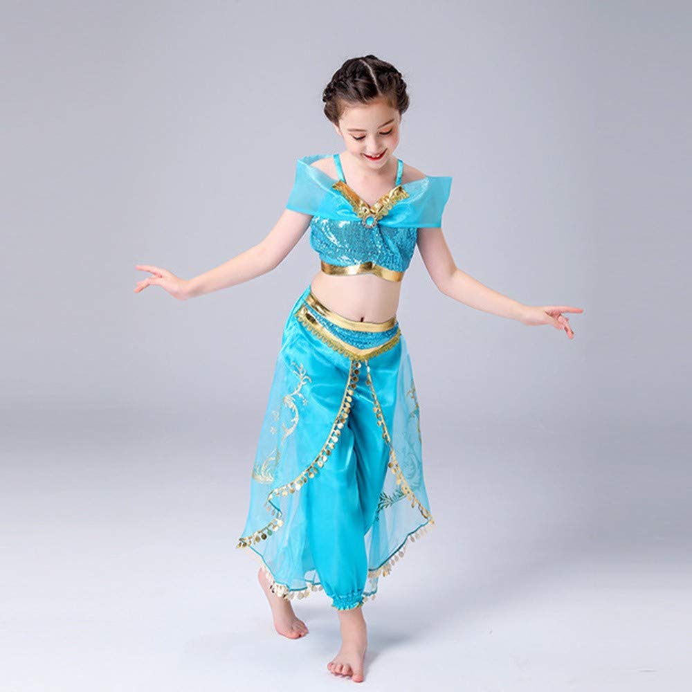 Dh Gorgeous Girls Princess Jasmine Fancy Costume Dress & Pants For Little Girls 5-6 Years