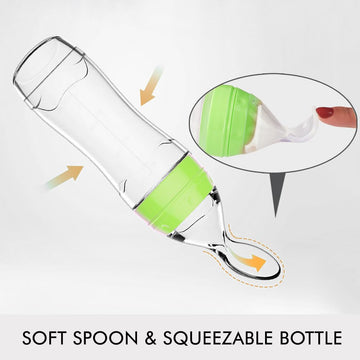 Matyz 2 Pcs Silicone Baby Food Dispensing Spoon (Green, 4Oz/120Ml) Squeeze Feeder With Spoon - Spoon Bottle For Baby - Baby Spoo