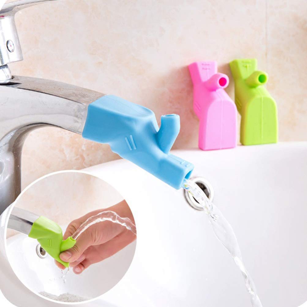 3Pcs Silicone Faucet Extender Spout Cover Faucet Extender Protector Sink Extender For Children Toddler (Green Blue Pink)
