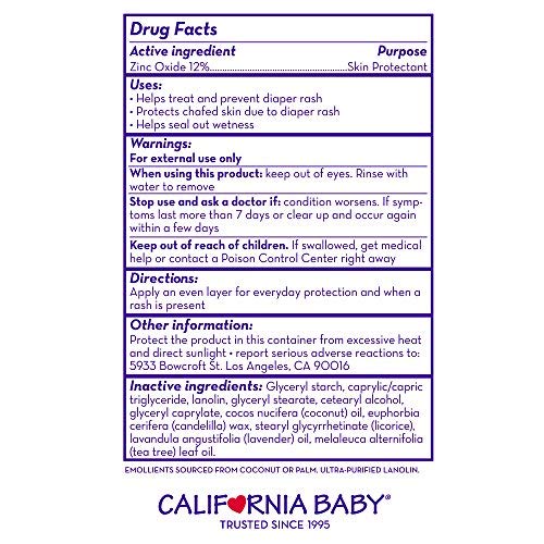California Baby Calming Diaper Rash Cream | Zinc Oxide Ointment | 100% Bio-Based | Calming Lavender Scent | Hypoallergenic | Soo