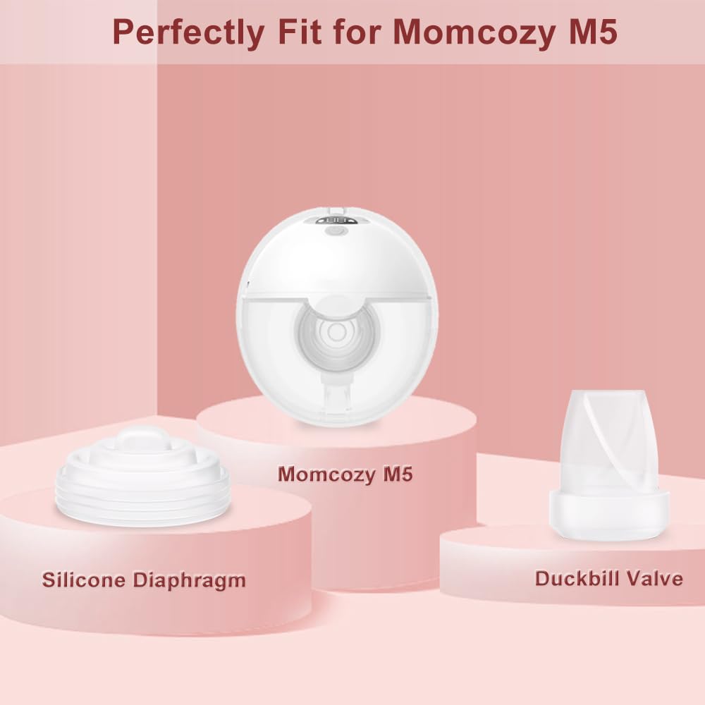 10Pcs M5 Breast Pump Replacement Parts, 6Pcs Silicone Duckbill Valve & 4Pcs Silicone Diaphragm Compatible With Momcozy M5 Wearab