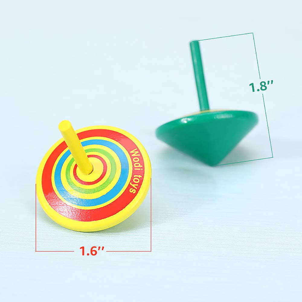 Wood Spinning Tops, Multicolored Painted Kids Novelty Wooden Gyroscopes, Fun Flip Tops, Assorted Standard Tops, Kindergarten Edu