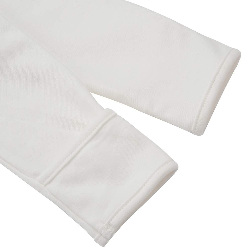 Aablexema Baby Footed Pajamas With Mitten Cuffs - Unisex Newborn Infant 2 Ways Zipper Cotton Footie Pjs(Creamy-White,3-6M)