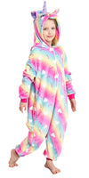 Riverchan Kids Unicorn Onesie Animal Pajamas Halloween Cosplay Costume Sleepwear Gift For Girls And Boys (6-8 Years, Rainbow Lov