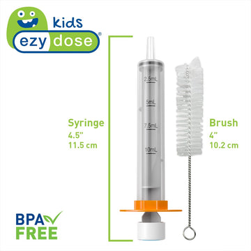 Ezy Dose Kids Baby Oral Syringe & Dispenser With Cleaning Brush, True Easy Design For Liquid Medicine, Easy To Control, 10 Ml/2