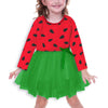 Baby Girl Halloween Dresses Toddler Watermelon Tutu Dress Long Sleeve Ruffled Princess Dress 2-3T