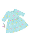 Pantaloons Baby Girls Blue Dress Regular Fit,Island Paradise,1218 M