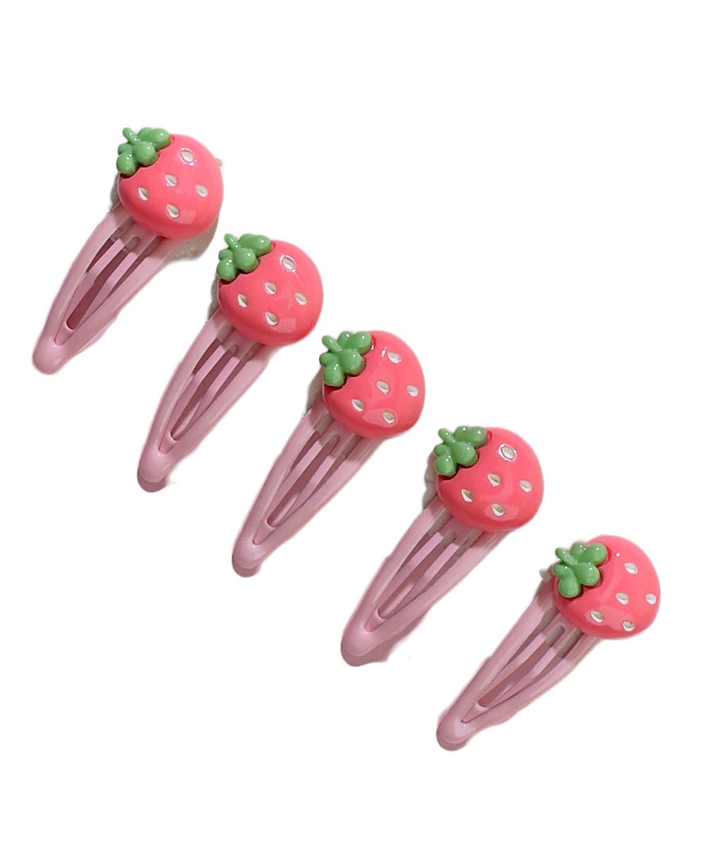 Strawberry Snap Clips Baby Girls Fruit Hair Bow Clips Strawberry Hair Ring Tie BBW24 (5 Pcs-B2)