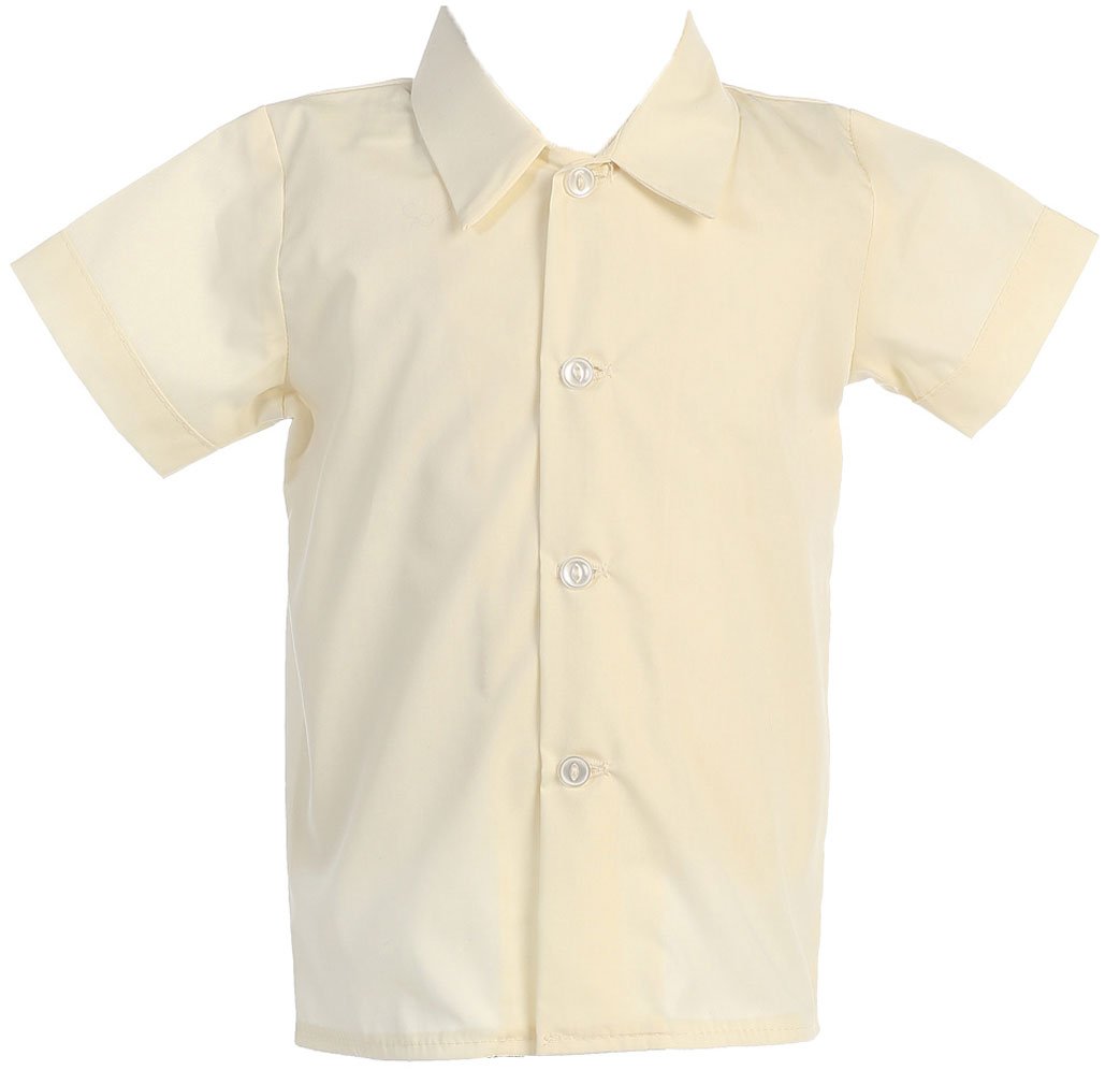 Lito Baby Boys Infant Toddler Ivory Short Sleeved Simple Dress Shirt - S