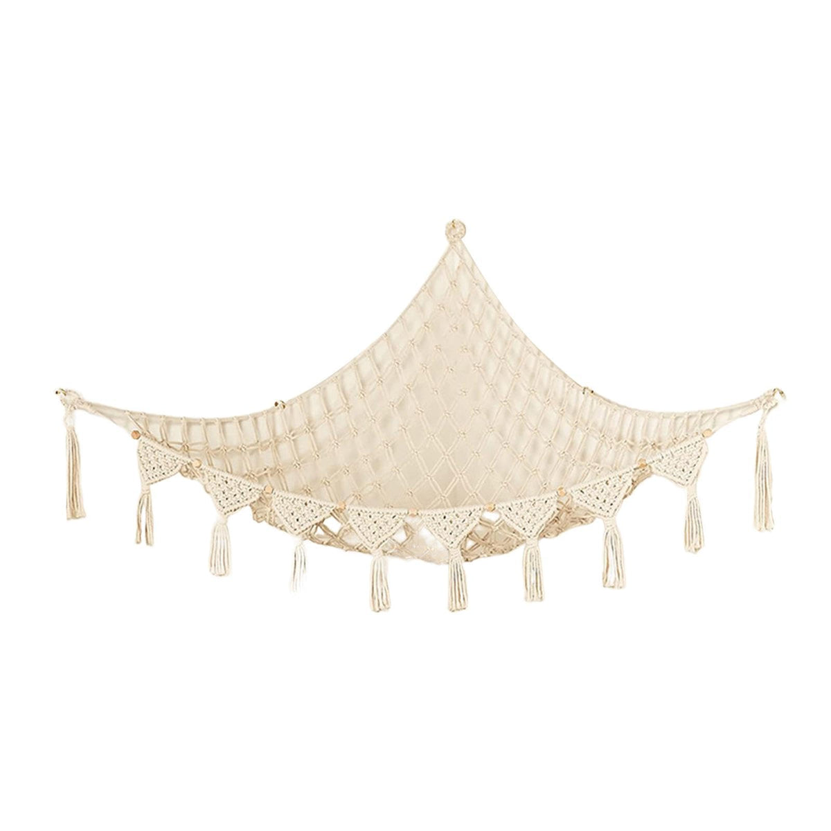 MERISHOPPHanging Hammock Storage with Tassels for Playroom Stuffed Animal Hammock Net White|Baby|Nursery Dcor|Other Nursery Dcor