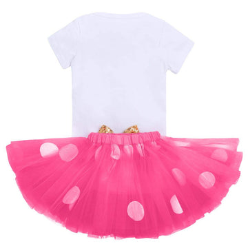 Newborn Baby Girls 1St Birthday Outfit Polka Dots One Romper Tutu Skirt Mouse Ears Headband Cake Smash Costume For Photo Shoot C