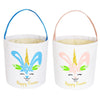 2 Pcs Easter Canvas Bunny Baskets For Kids, Personalized Unicorn Tote Bags For Easter Party Decoration, Toy Candy Gifts Storage,