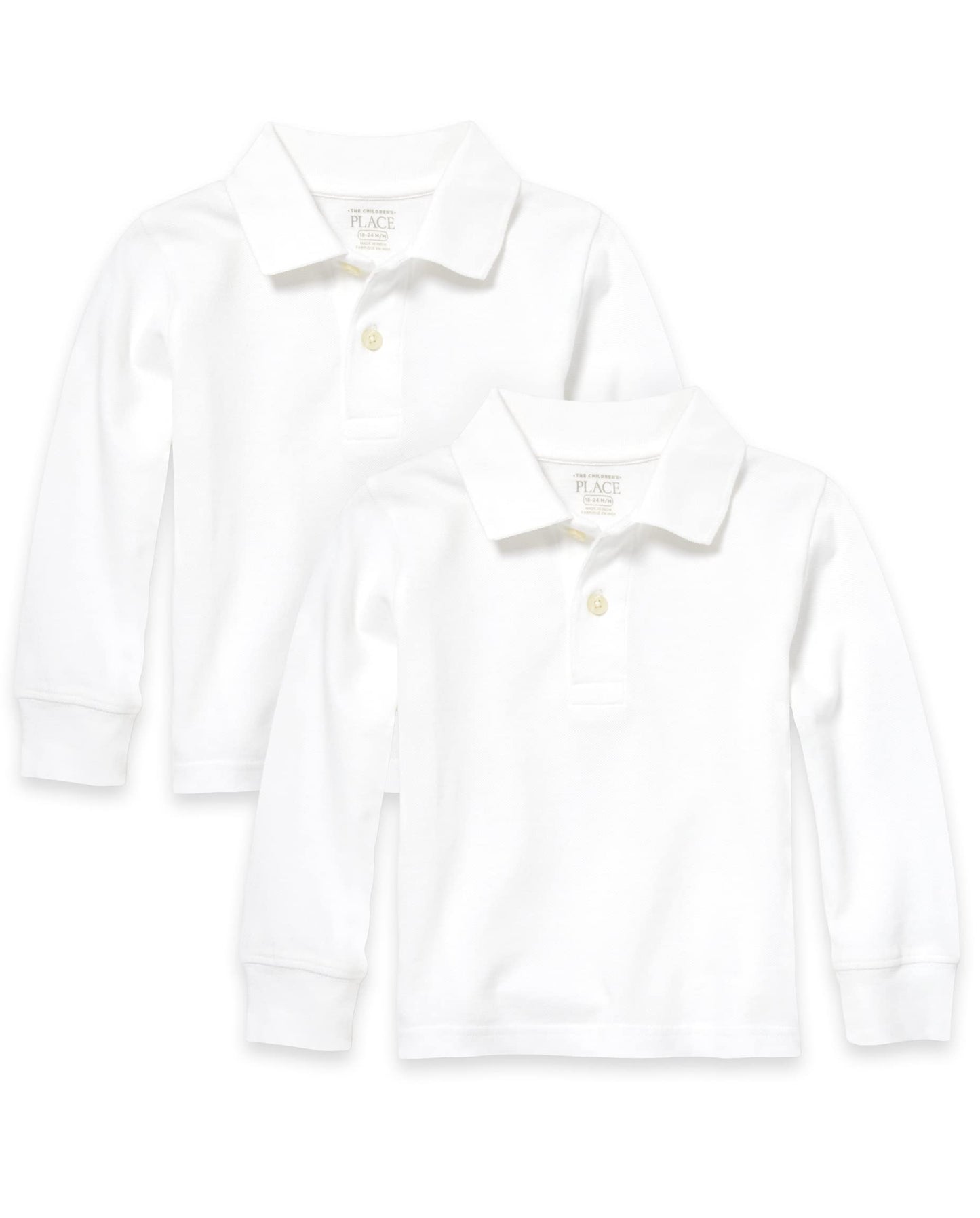 The Childrens Place Baby Boys And Toddler Boys Long Sleeve Pique Polo, White, 18-24 Months