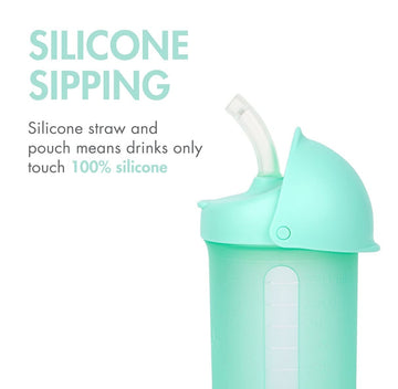 Boon Swig Insulated Silicone Straw Sippy Cup - Flip Top Spill Proof Toddler Straw Cups - Baby and Toddler Feeding Supplies - Bab