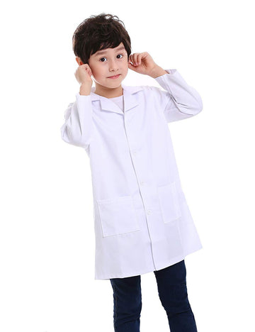 Toptie Kids Lab Coat For School Scientists Halloween Costume-White-5/6