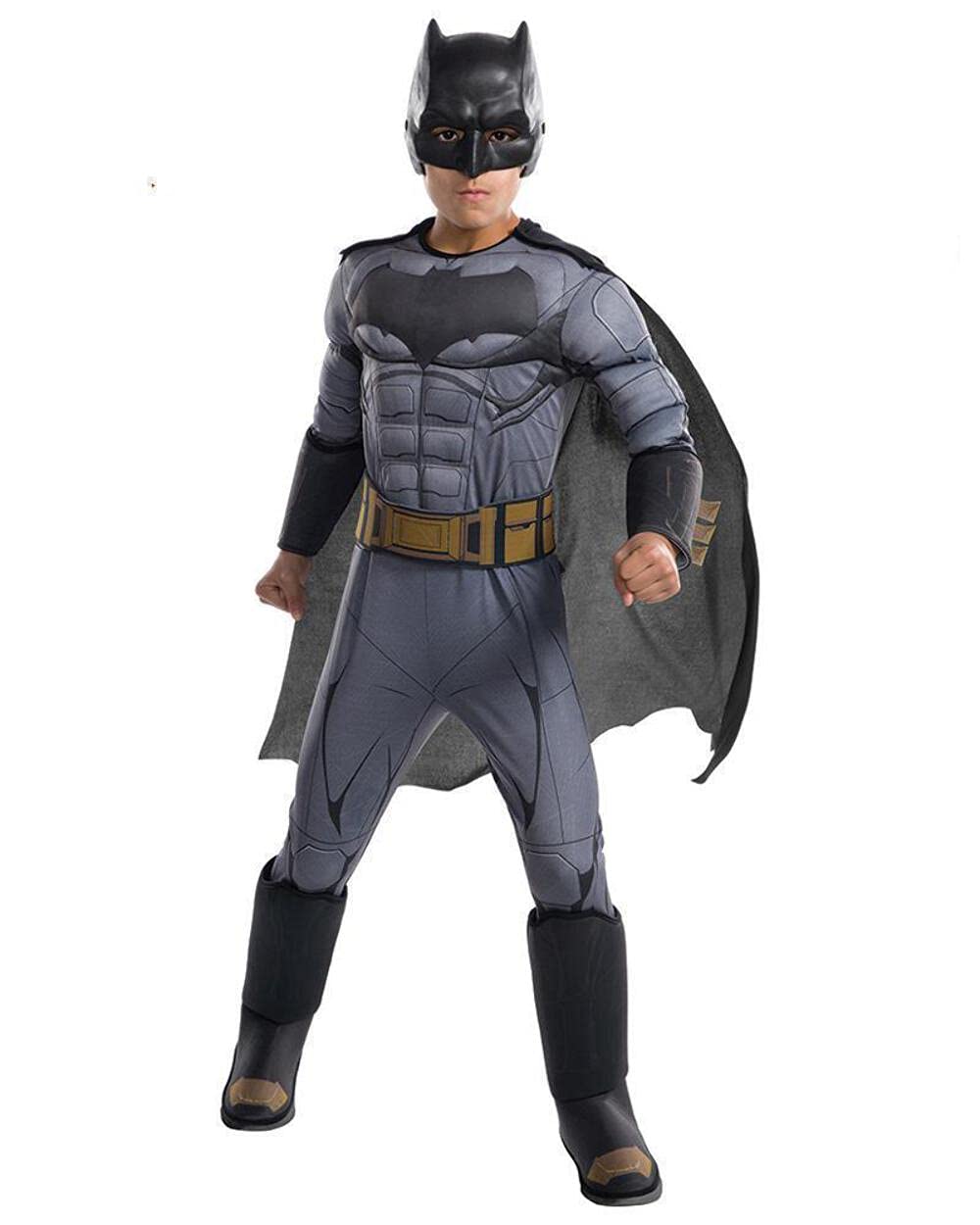 Rubies Boys Justice League Deluxe Batman Costume, Medium, Black & Grey