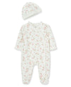 Little Me Baby Clothes & Outfits - Girls One Piece Hat & Footed Sleeper Pajamas - 6 Months, Ivory Rose