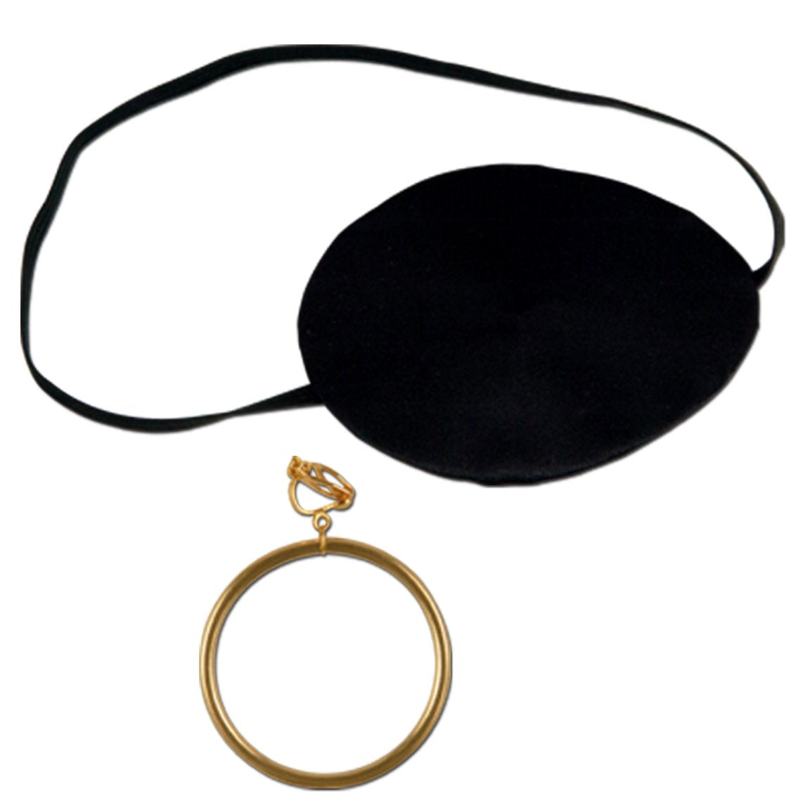 Pirate Eye Patch W/Plastic Gold Earring Party Accessory (1 Count) (1/Pkg)