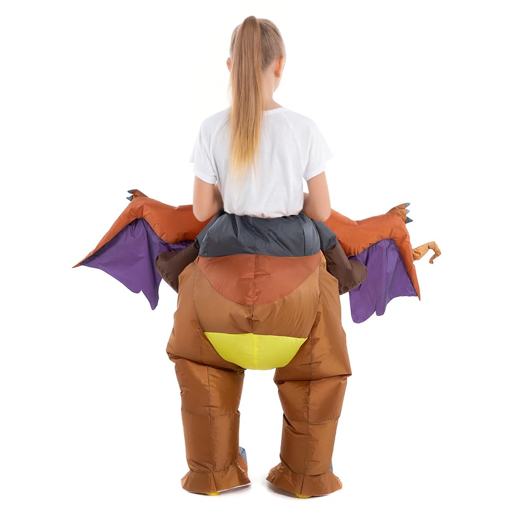 Hsctek Inflatable Dinosaur Costume Kids Boys Girls, Inflatable Blow Up Costume Riding Pteranodon Dinosaur Costume Child, Inflata