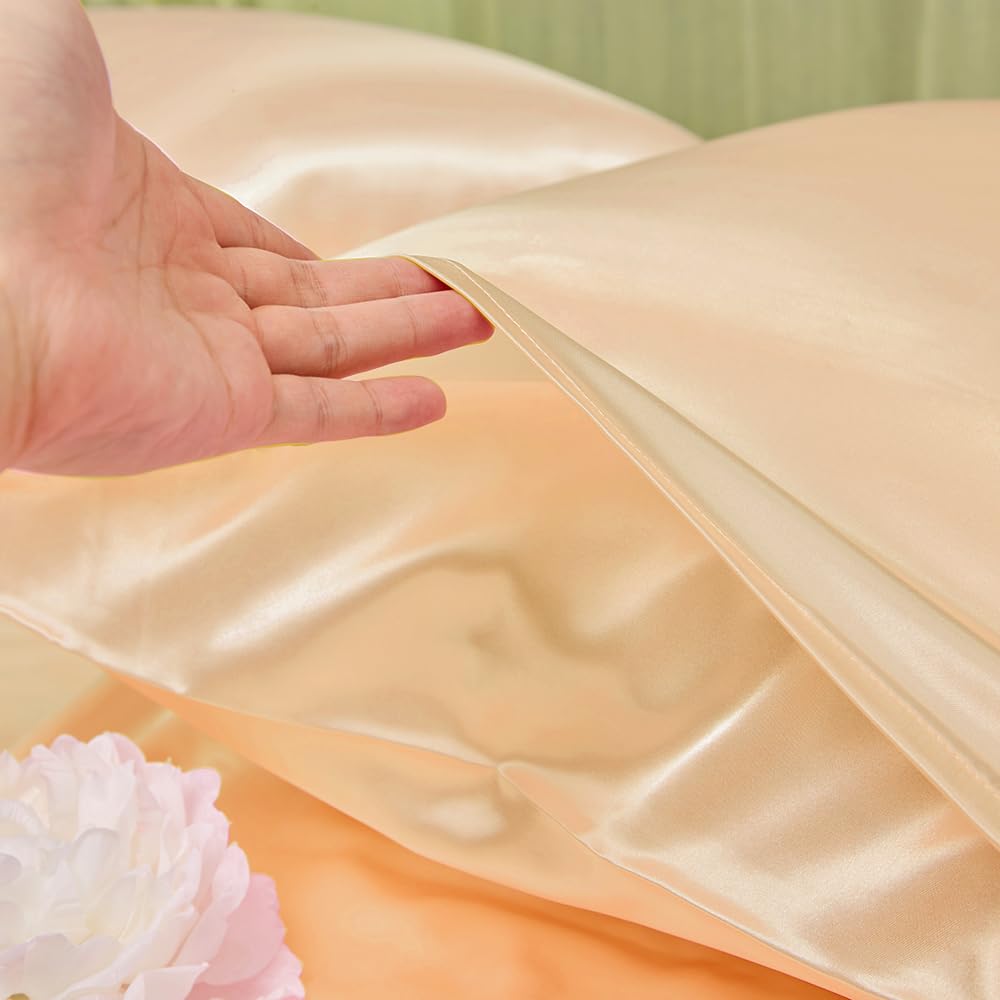 Toddler Pillowcase 14 X 20 2 Pack Satin Travel Size Pillow Cases Breathable Silky Soft Small Pillow Cases Flesh Color 14X20 Pill