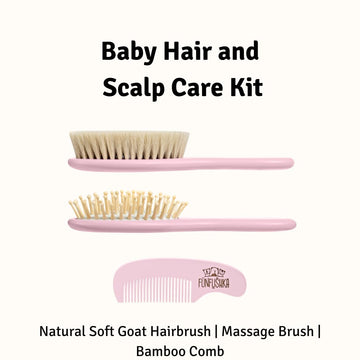 Funfushka Wooden Baby Hair Brush And Comb Set For Newborns - Soft Bristle And Comb For Gentle Scalp Care - Perfect Baby Registry