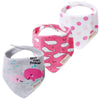 Jn&Lulu 3 Pack Newborn Baby Bibs Bandana Drool Bibs For Drooling Cotton Baby Gifts (Pink Whale)