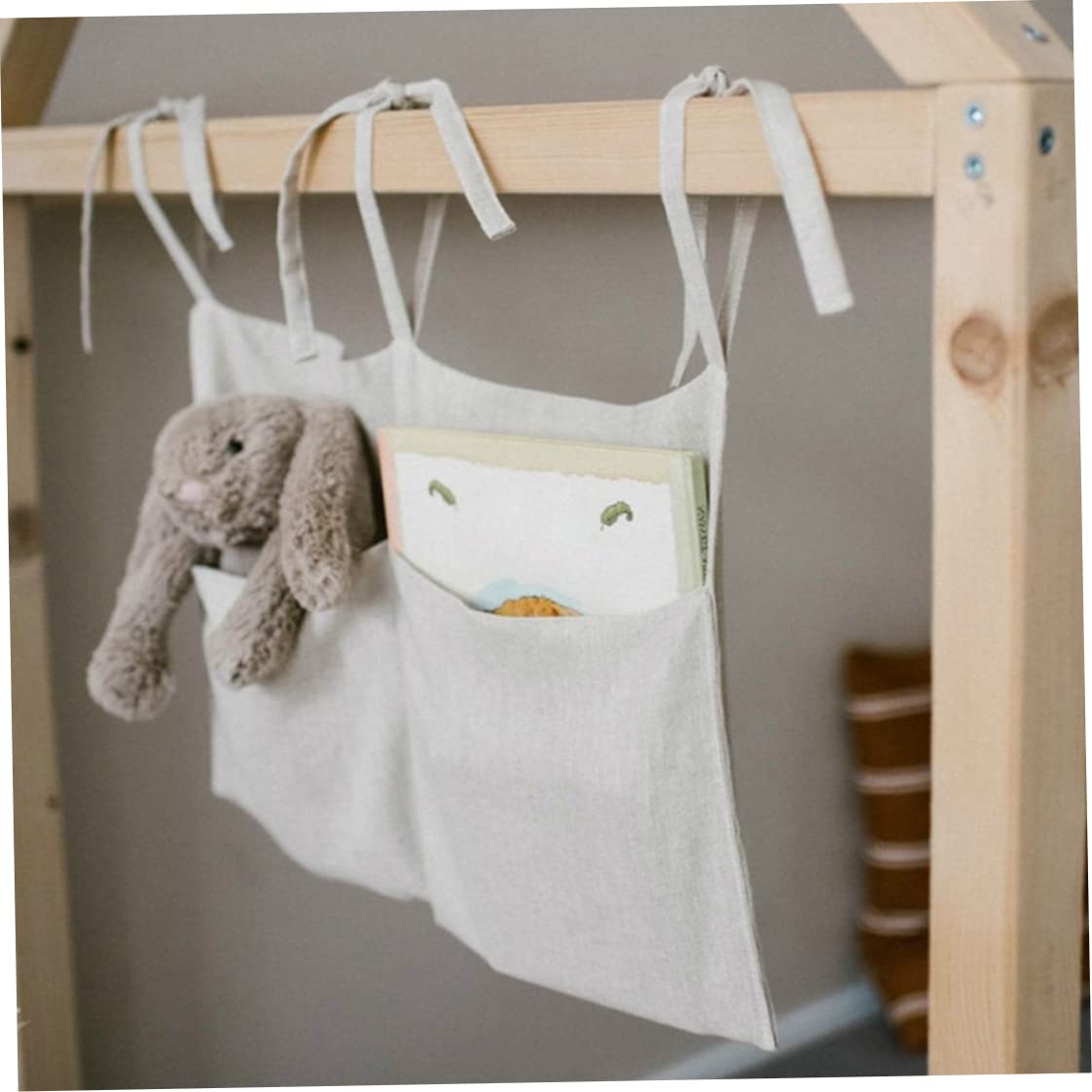 Jorzer Nappy Organisers, Hanging Storage Bag Crib Pocket Baby Bed Linen Bedside Multifunctional Organizer for Diaper Cot Toy 50.