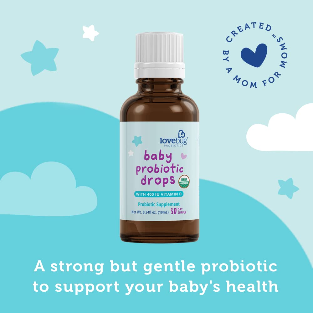 Lovebug Award Winning Usda Organic Probiotic For Infants & Babies 0-12 Months | Helps W/Colic, Reflux, Diarrhea, Constipation &