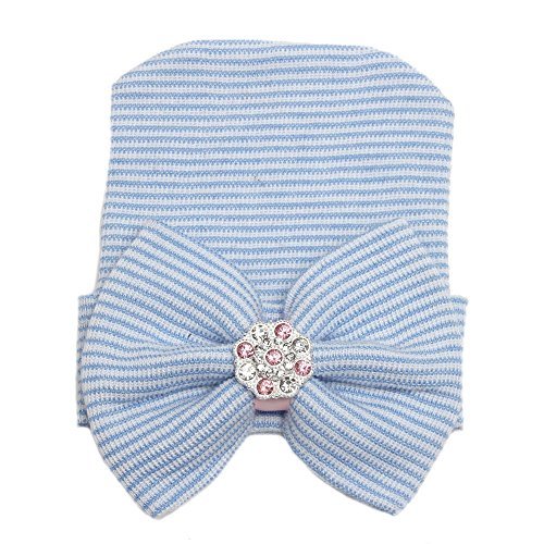 Dreshow Bqubo Newborn Hospital Hat Infant Baby Hat Cap With Big Bow Soft Cute Knot Nursery Beanie