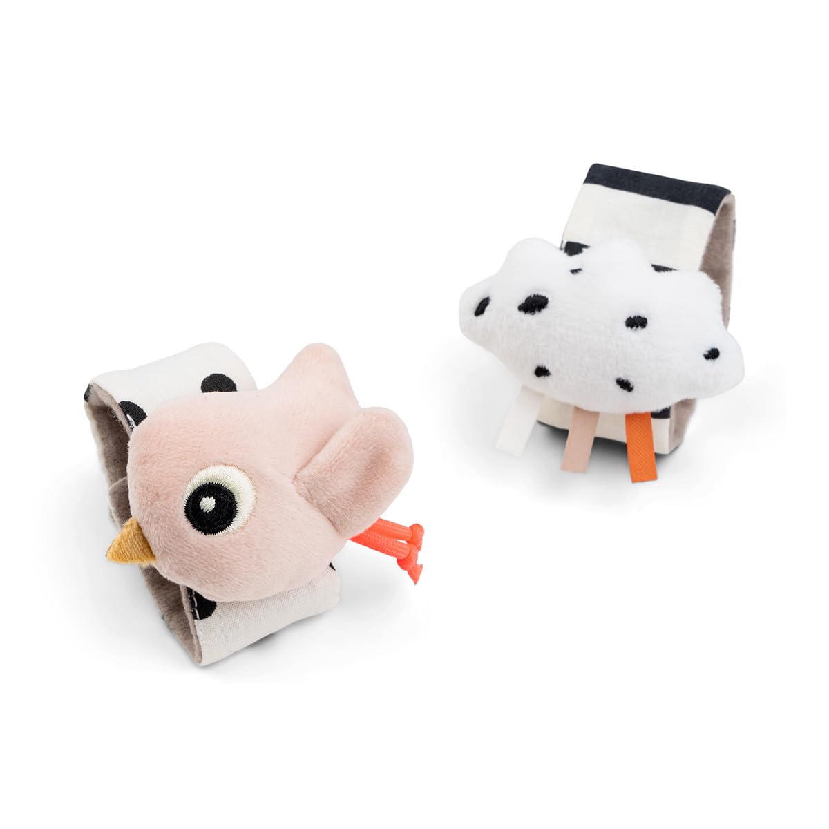 Done by Deer Wrist Rattle Set for Babies - 2-Pack Happy Clouds - Newborn Sensory Toy with Crinkle & Rattle Sound - Soft Baby Bra