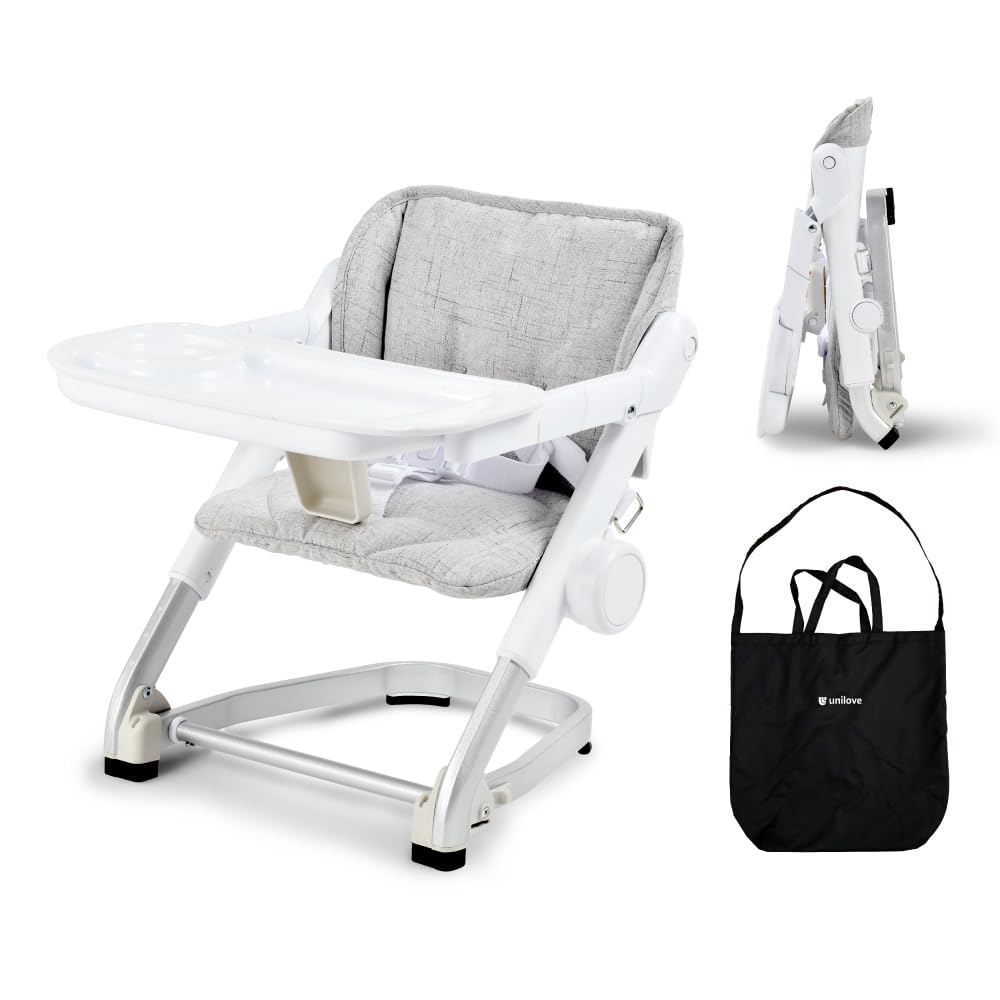 Feed Me 3-in-1 Travel High Chair Booster Seat for Infants and Toddlers - Transitional, Compact & Fits Any Chair, Swivel Tray, Sh
