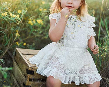Baby Girl Lace Dress, Princess Dress Tulle White Party Wedding Summer Dress Clothes (White, 6-12Months)
