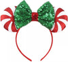 Clgift Minnie Ears, Christmas Red Peppermint Candy, Iridescent, Rainbow Sparkle, Sequin (Red, Costume Headwear, All Ages Or Unis