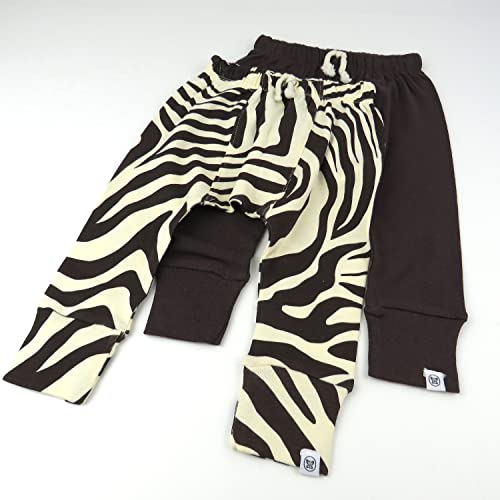 Honestbaby Baby Organic Cotton Honest Pants Multi Pack, 2-Pack Brown Zebra, 0-3 Months,Infant