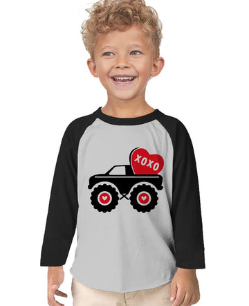 Toddler Boys T-Shirt Valentine'S Day Shirt Car Heart Tops Kids Long Sleeve Raglan Baby Tees Size 3T 4T