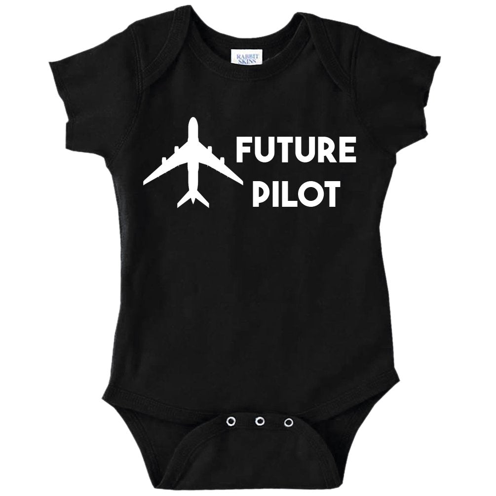 Future Pilot Funny Baby Bodysuit Infant (Black, 6 Months)
