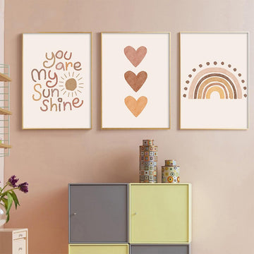 Canssape Beige Wall Art Decor Set Of 3 Boho Bedroom Decor You Are My Sunshine Wall Prints Rainbow Poster Prints 16 'X24 ' Love