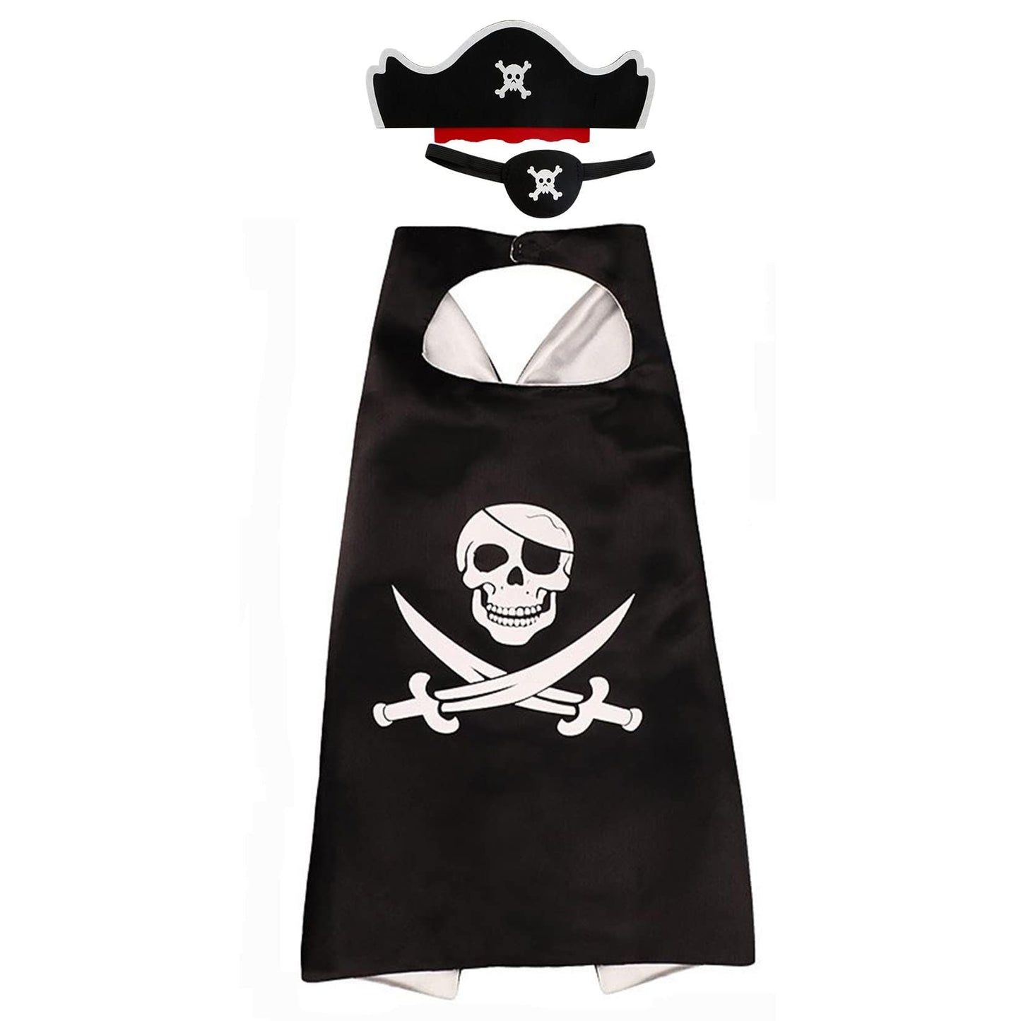 RioRand Cartoon Pirate Dress Up Satin Capes Cosplay Birthday Party Kids Costume (1-pack) (Black)