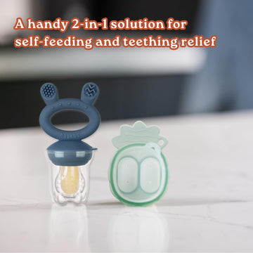 Haakaa Freeze-N-Feed Mini Combo With Silicone Food Feeder & Silicone Mini Nibble Tray|Baby Solid Food Self Feeder|Breastmilk Pop