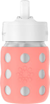 Lifefactory 8-Ounce Stainless-Steel Vacuum-Insulated Wide-Neck Baby Bottle with Straw Cap, Cantaloupe (LS2241WCA4)