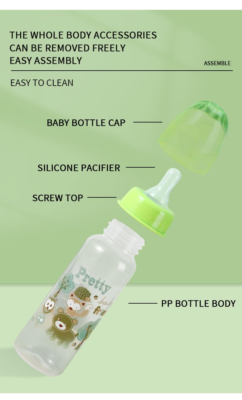 Pretty Baby, 4-Pack Anti-Colic Baby Bottles With Handles - 7.5Oz (220Ml) | Bpa-Free, Vented For Gas & Colic Relief, Breastfeedin