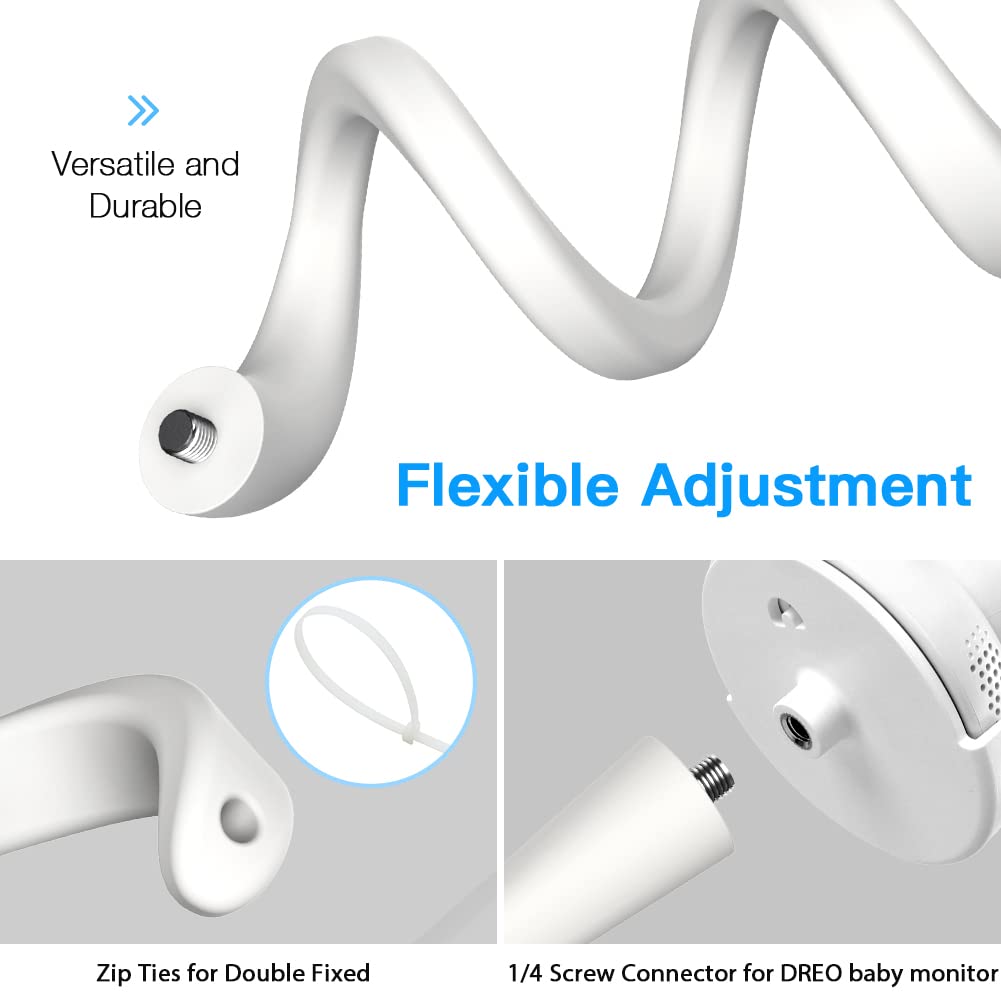 Aobelieve Flexible Twist Mount For Dreo Baby Monitor, White