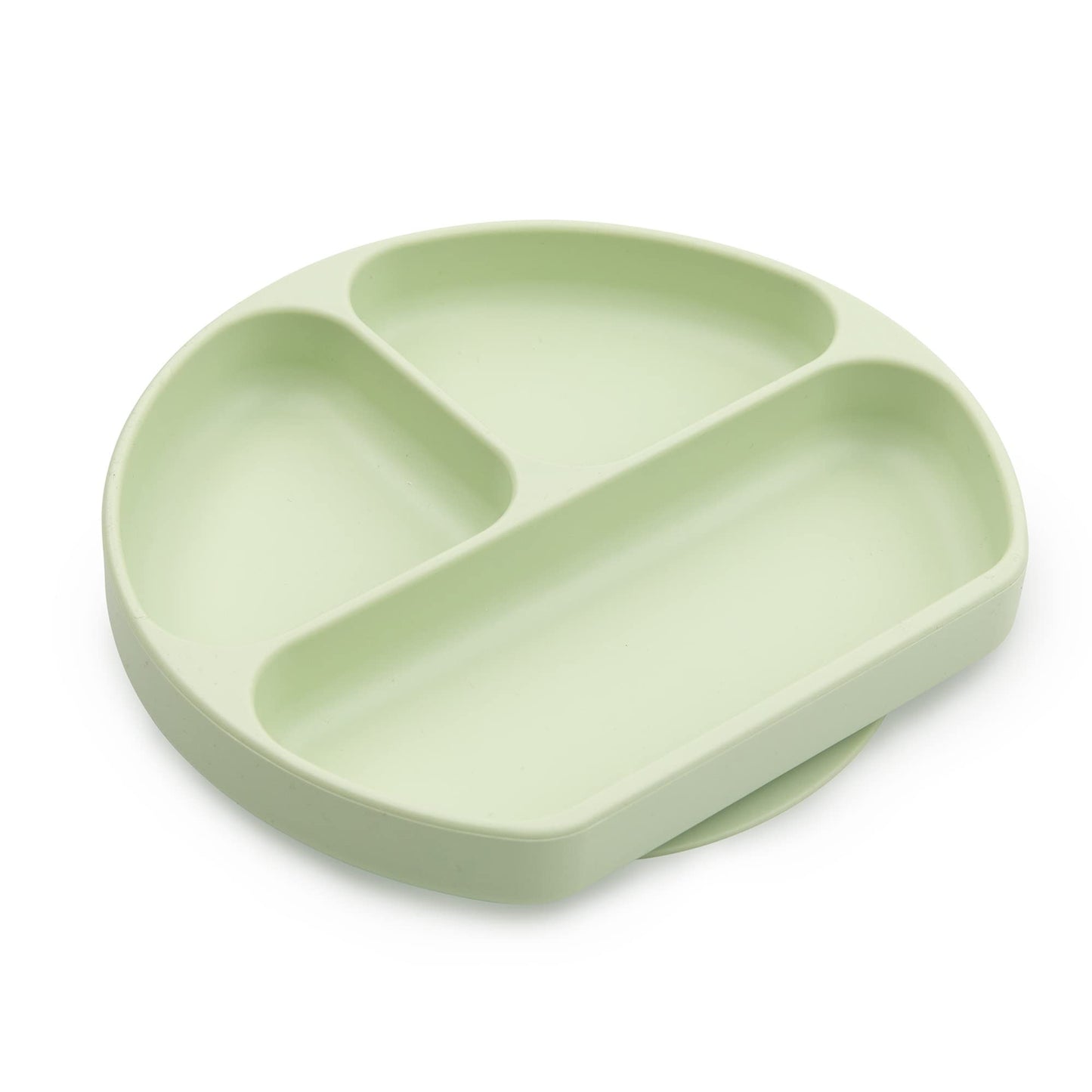 Bumkins Silicone Grip Dish, Suction Plate, Divided Plate, for Baby and Toddler, BPA Free, Microwave and Dishwasher Safe - Sage