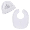 Estamico Baby Girls Christening Bib And Hat With Embroidered Cross Newborn Infant Baptism Outfit Gifts, 6-12 Months