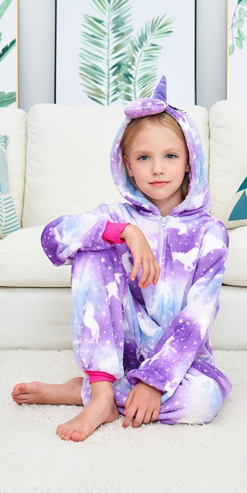 Newplush Unisex Children Unicorn Pyjamas Halloween Kids Onesie Costume (2 Yeras Older, Purple Night)