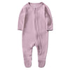 O2 Baby Baby Boys Girls Organic Cotton Zip Front Sleeper Pajamas, Footed Sleep 'N Play(6-12 Months, Mauve)